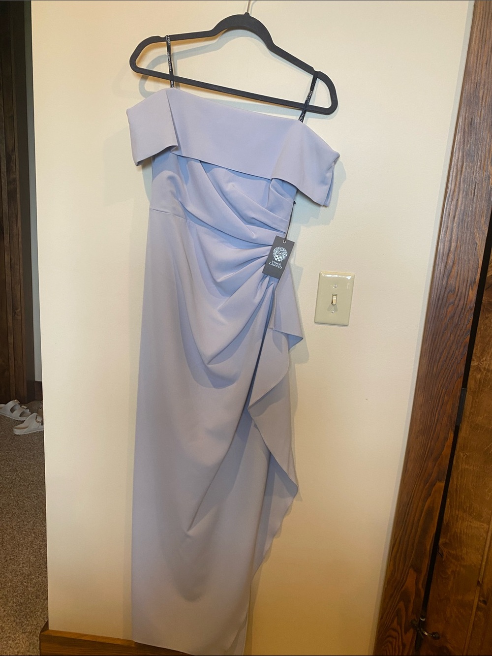 Vince Camuto One-Shoulder Lavender Draped Gown
